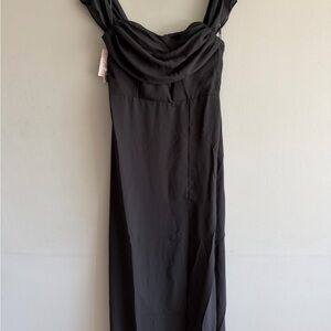 Birdy Grey Black Draped Evening Gown